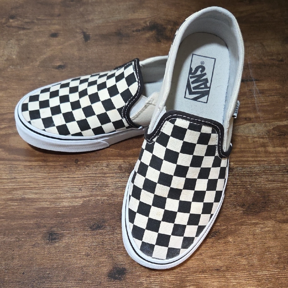 Vans Black and White Checkerboard Slip-Ons